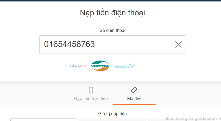 Mua thẻ cào điện thoại trên Lazada Mua thẻ cào điện thoại trên Lazada