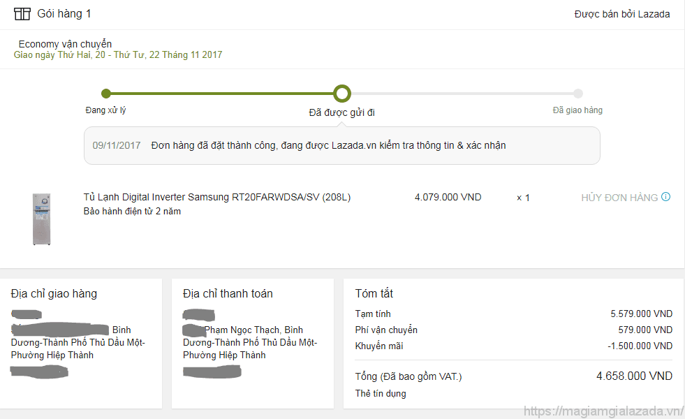 Mua tủ lạnh trên lazada