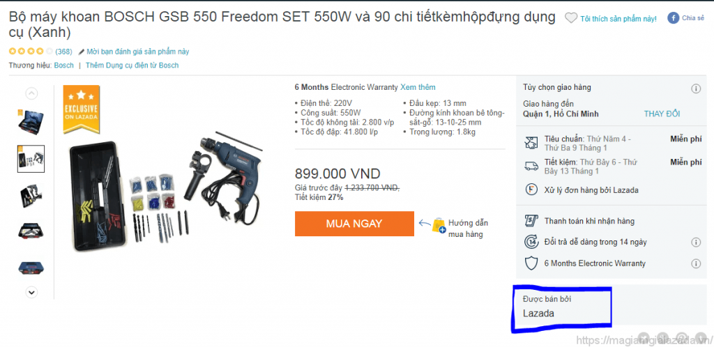 Máy khoan Bosch do chính Lazada bán là hàng chính hãng Có nên mua máy khoan Bosch trên Lazada không