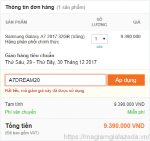 Mã giảm giá Lazada đã được sử dụng Mã giảm giá Lazada đã được sử dụng