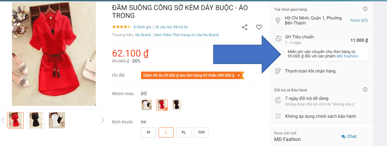 Lazada miễn phí vận chuyển cho sản phẩm của Shop bán hàng