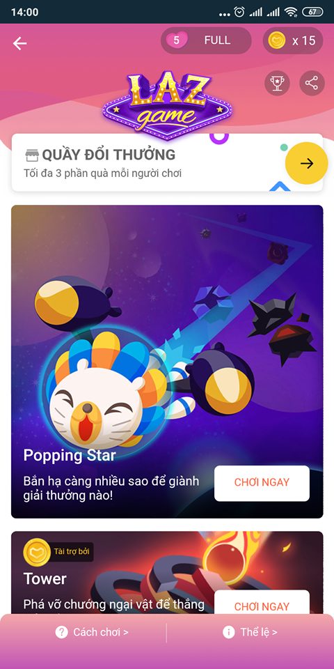 chơi game trên Lazada tích điểm đổi voucher chơi game trên Lazada