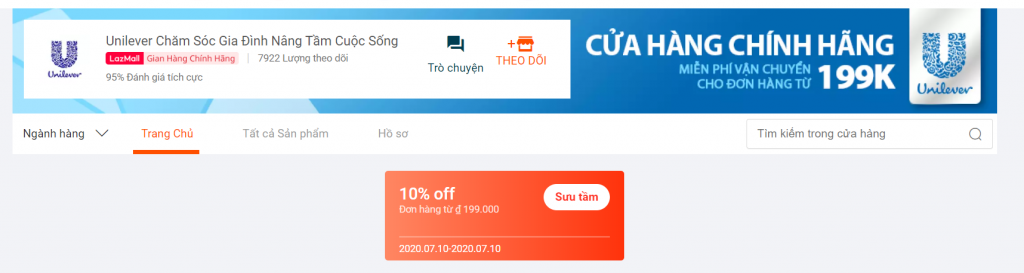 Mã giảm giá Lazada cho Unilever chăm sóc gia đình