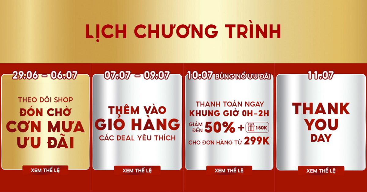 Thời gian khuyến mãi của gian hàng Unilever trên Lazada