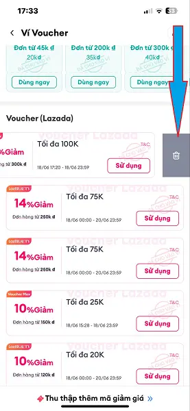 Xoá voucher lazada 2
