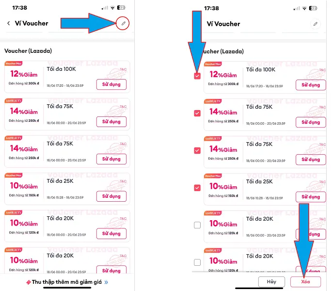 Xoá voucher lazada 3