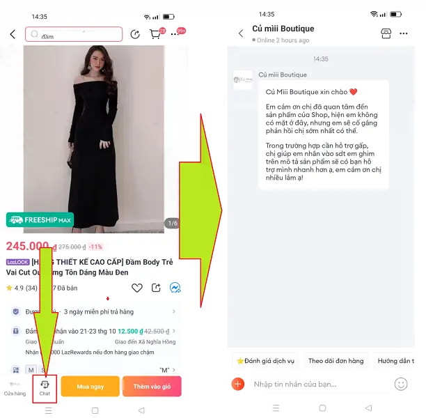 Chát với shop Lazada