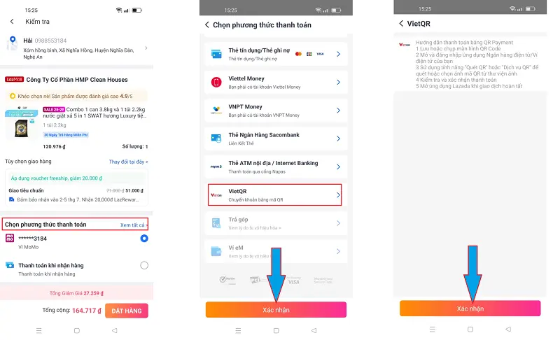 Thanh toán bằng VietQR trên Lazada 3
