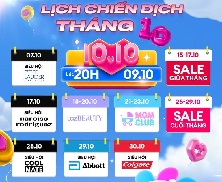 lịch sale lazada tháng 10 2024