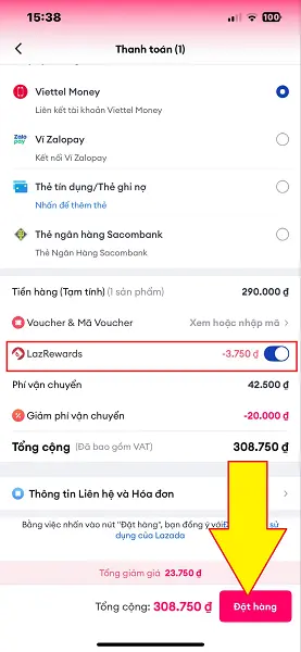 Mua hàng trên Lazada 9