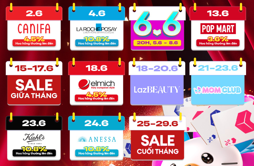 lịch sale lazada tháng 6 2025