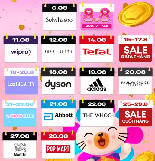 lịch sale lazada tháng 8 2025