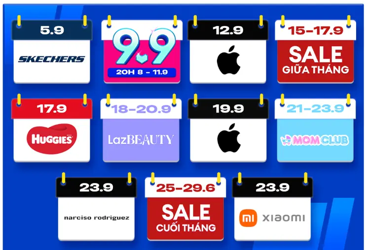 lịch sale lazada tháng 9 2025