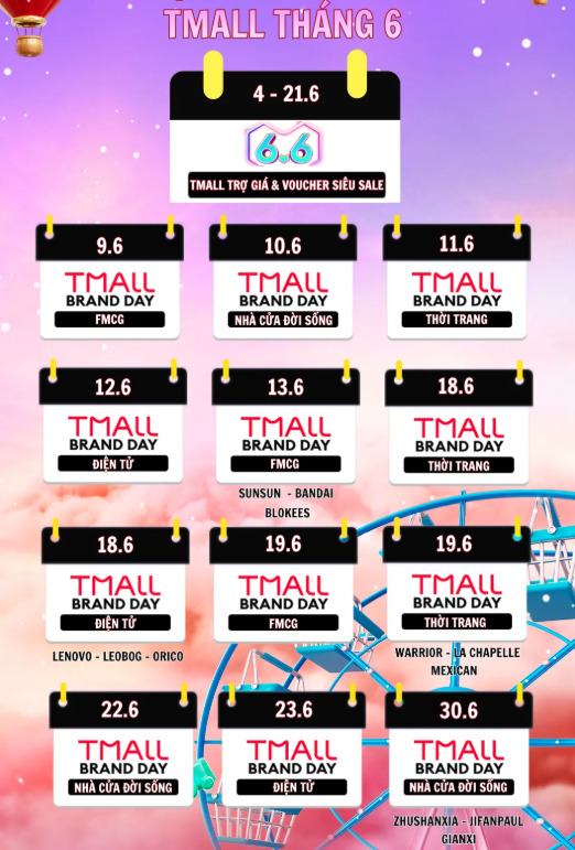 lịch sale tmall 6 2026